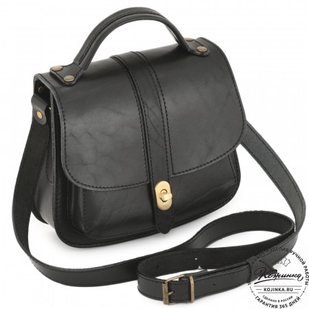 Кожаная сумка ручной работы "Париж" - с ручкой (черный)